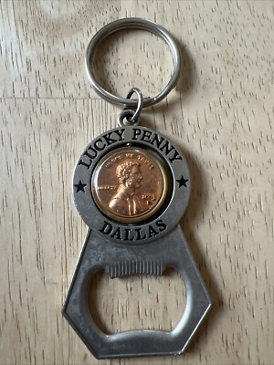 Vintage Lucky Penny Dallas Keychain Bottle Opener 