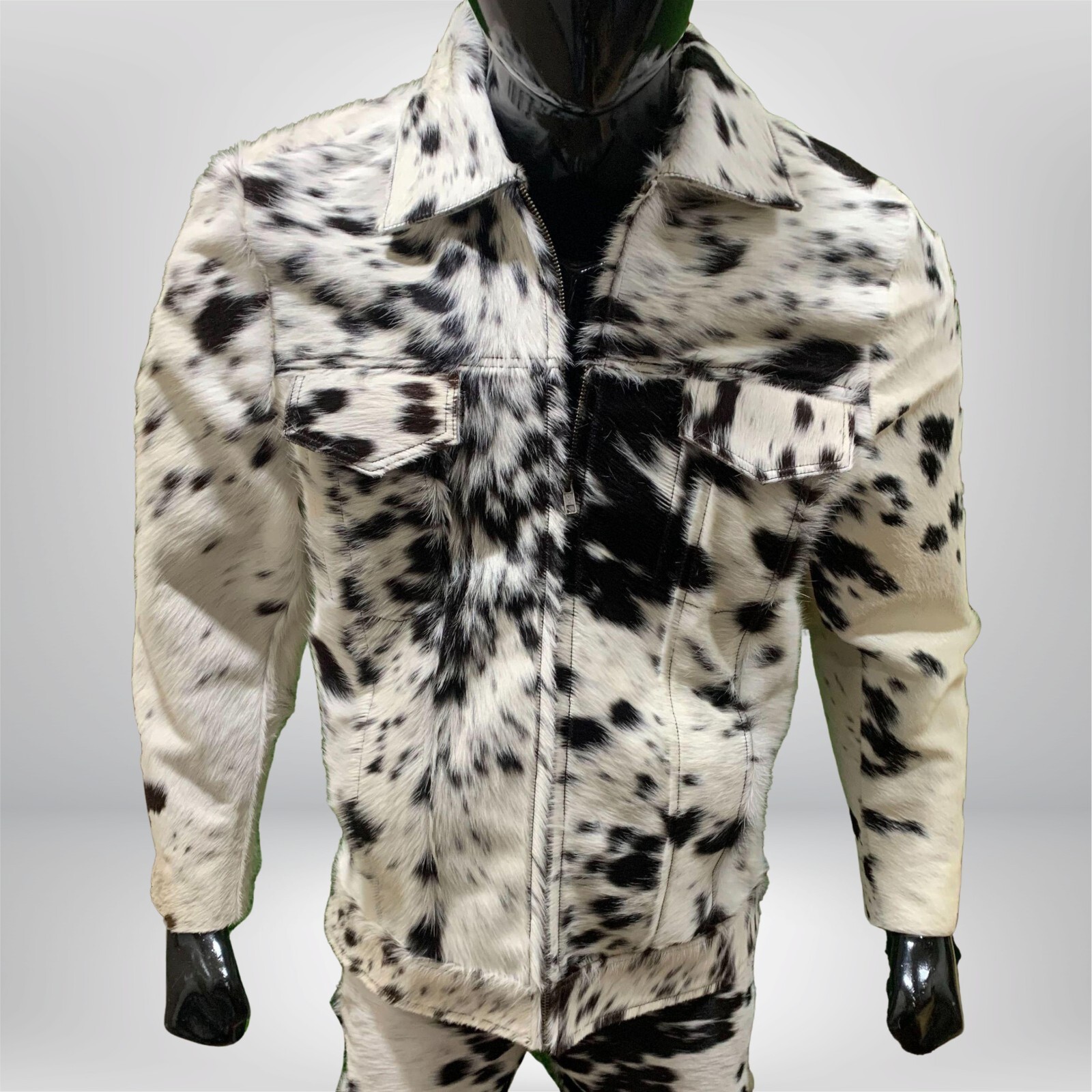 PONY Giacca in pelle di mucca Hair On da uomo fatta a mano pelle di cavallo western biker jacket