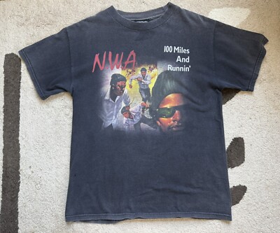 Vintage NWA 100 Miles and Runnin  Shirt MEDIUM Eazy-E Ice Cube Dr. Dre Y2K 90s