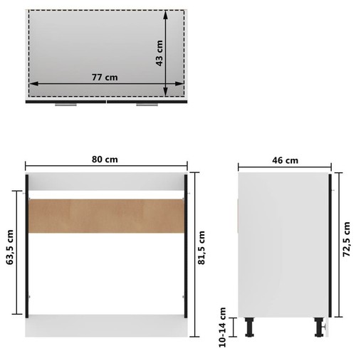 Kitchen Sink Bottom Cabinet Black Modern Storage Cupboard Kitchen Furniture - Picture 10 of 11