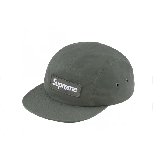 Casquette de camp en coton ciré SUPREME olive FW23 boîte à chapeau logo vert Halley Stevensons