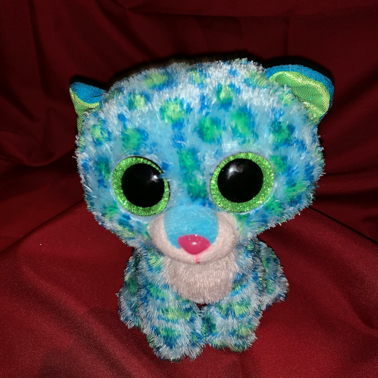 ty beanie boos leona blue leopard regular plush