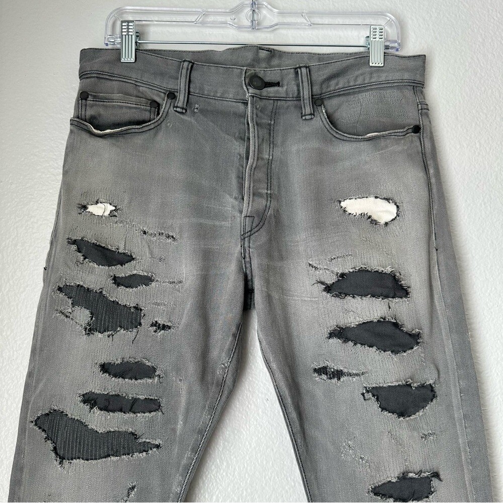 John Elliot Black Gray Distressed patchwork Skinn… - image 2