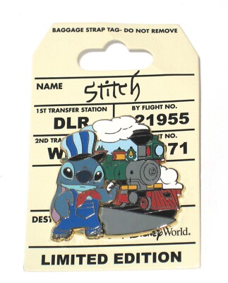 LE Disney Pin Stitch Adventure Railroad Train Conductor Pocket