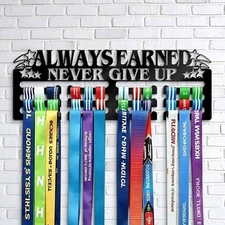 Never Give Up Medal Hanger for Sports Awards, Custom Wrestler Medal Holder