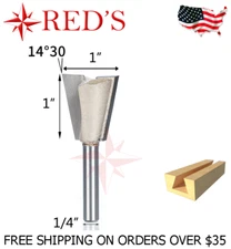 Tideway Carbide PRO LC03031604 1" x 14.5� dovetail 1/4" shank router bit