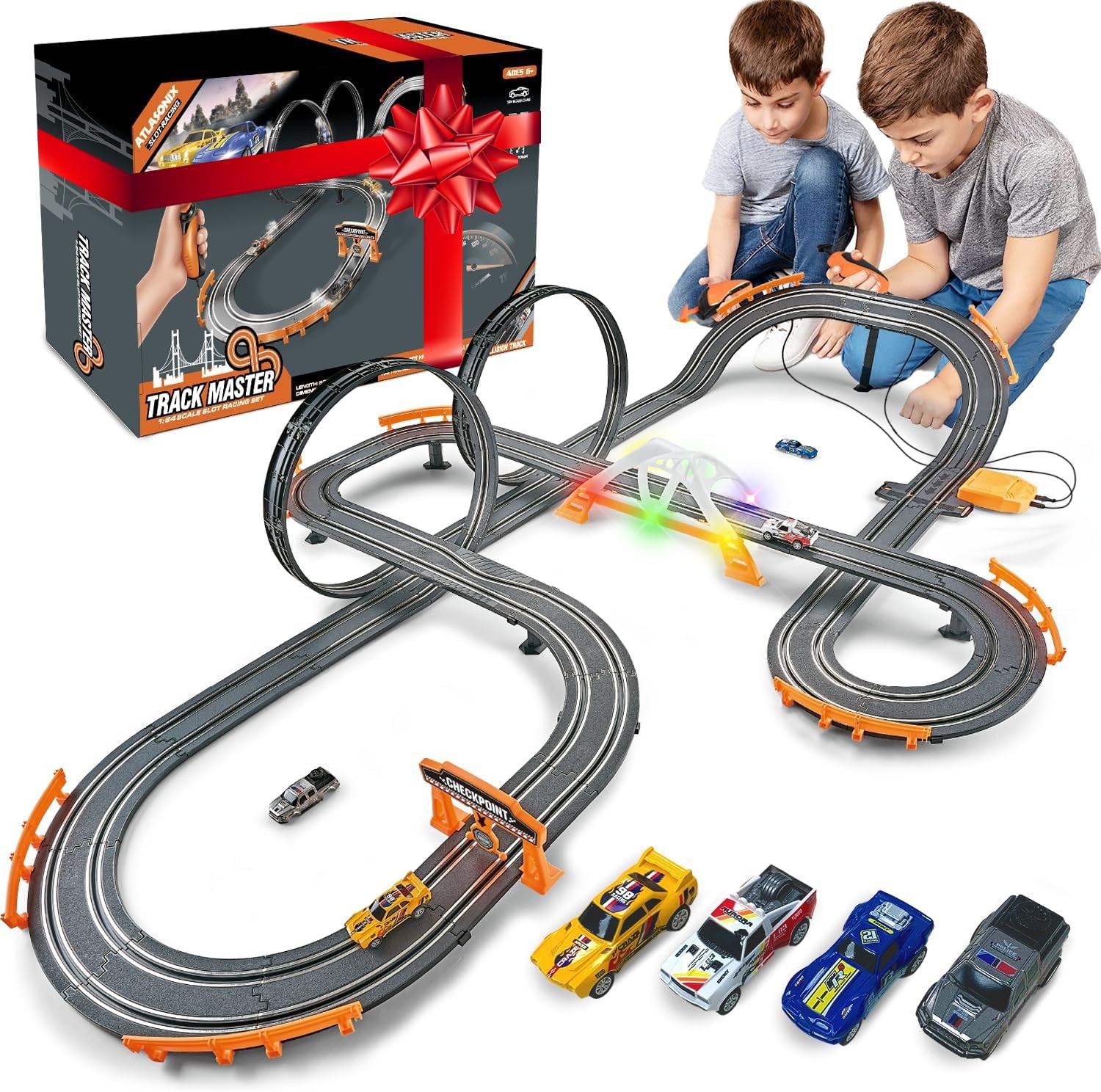 Slot Car Race Track Sets, Race Car with 4 High Speed Cars, Race Tracks for Ki...
