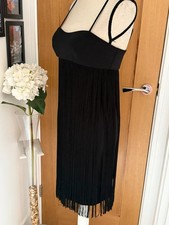 Black Fringe Mini Dress uk 8 Flapper Cocktail Party Evening Dress Cynthia Rowley