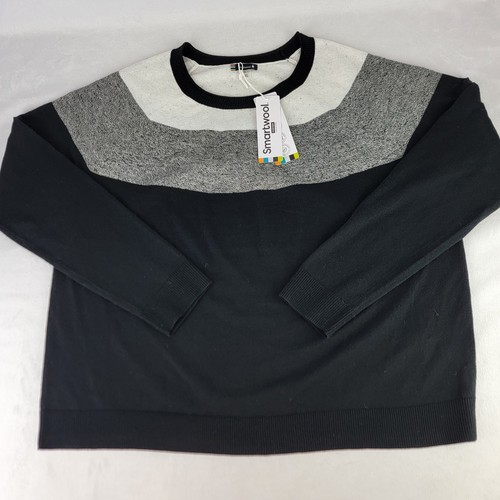Smartwool Women's Edgewood Colorblock Crew Neck Sweater XL Black Pullover NWT - Imagen 2 de 8