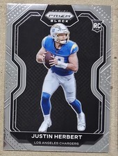 JUSTIN HERBERT ROOKIE CARD -2020 PANINI CHRONICLES PRIZM BLACK FOOTBALL