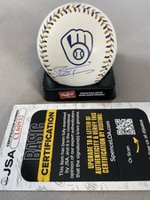 MILWAUKEE BREWERS- BRICE TURANG AUTOGRAPH MLB TEAM LOGO BASEBALL JSA CL60932