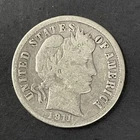 1911 D Barber Silver Dime 90% Silver