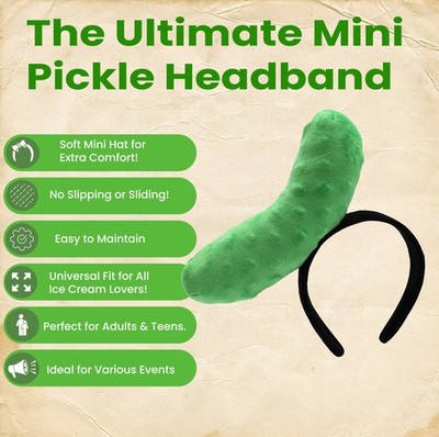 Adult Fun Mini Pickle Hat Cucumber Headband Novelty Food Hat  display picture 2