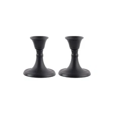 Black Candle Holder Set of 2 - Decorative Taper Candles