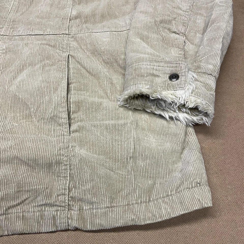 Abrigo Chaqueta Mujer Cato 26/28 Beige Pana Sherpa Forrado Piel Sintética Cuello Foto 3 de 4