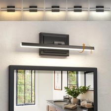 15.7 Inch Modern Bathroom Light Fixture 12W 5CCT Dimmable LED Black Vanity
