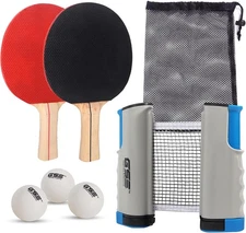 GSE Games & Sports Expert Adjustable Retractable Ping Table Tennis Set-Grey 