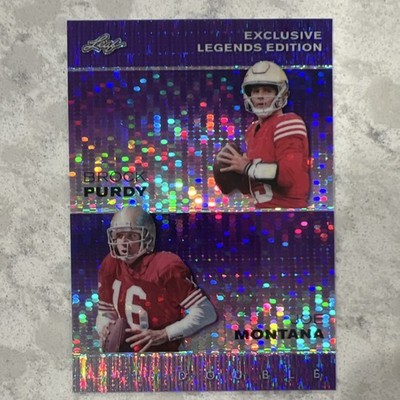 Leaf 2023 Exclusive Legends Brock Purdy Joe Montana Double Purple 08/15 #ELE-03