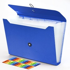 A4 Letter Size Expanding File Folder 13 Pockets Blue Pocket File Organizer