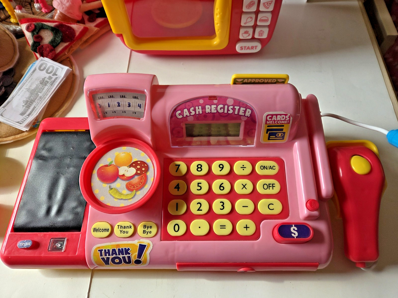 как выглядит Pretend Food Play Kitchen Items Lot Cookware, Microwave, Cash Register фото