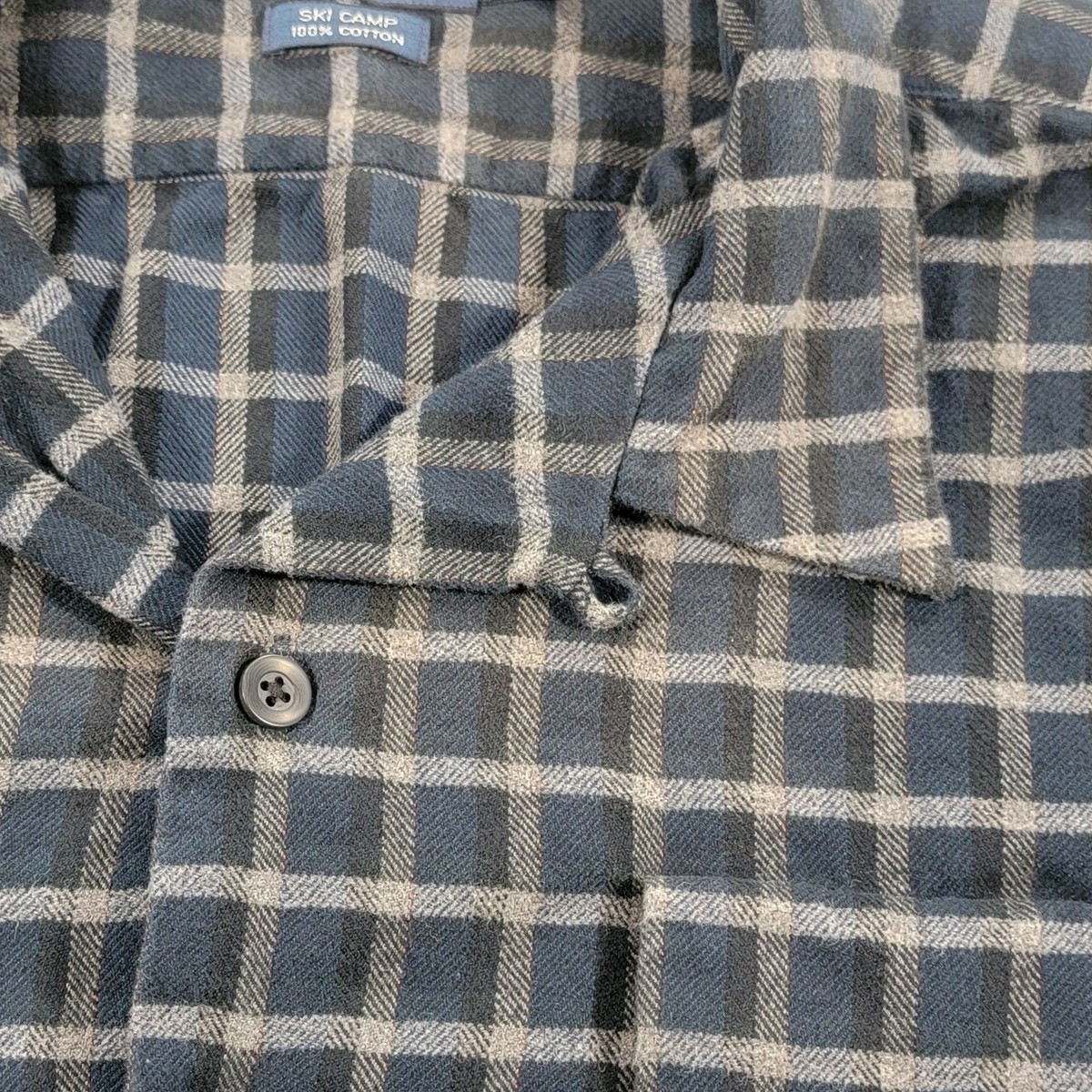 Vintage Polo Ralph Lauren Ski Camp Flannel Shirt Plaid Loop Collar