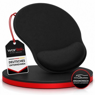 Mauspad mit Handauflage ergonomisch Gelkissen Memoryschaum rutschfest schwarz