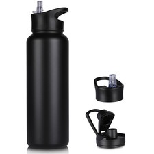 40 Oz Insulated Water Bottle With Straw Stainless Steel Sports Water Bottles Wit