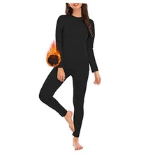  Womens Thermal Underwear Set - Long Johns for Base Layer Women XX-Large Black