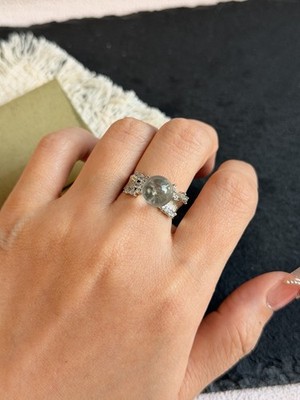 Natürlicher klarer Quarz 10 mm Statement Ring CZ verstellbar Edelstahl Geschenk