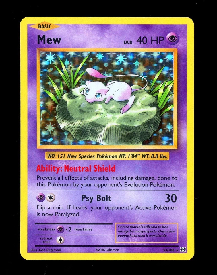 2016 Pokemon MEW XY Evolutions Set HOLO BLEED Misprint ERROR Card 53/108 Rare NM - Image 4 of 4