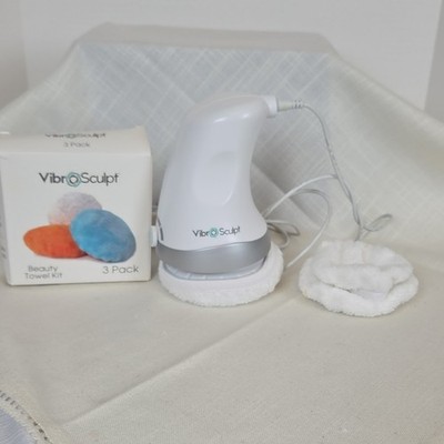 VibroSculpt Handheld Vibrating Full Body Massager w/ Manual & Towel Pads Kit