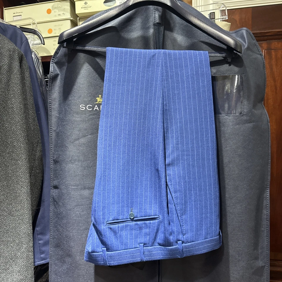 Isaia Suit 48R EU/38R US Blue Pinstripe Italy – Excellent Condition – MSRP $4800 - Image 4 of 4