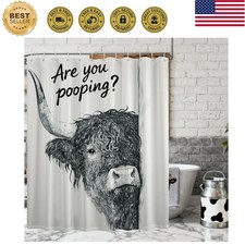 Funny Highland Cow Shower Curtain are You Pooping, 70x72 Inch  Western Desig...