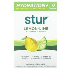 Hydration + Electrolytes + Antioxidants Drink Mix, Lemon-Lime, 8 Sticks, 0.14 oz