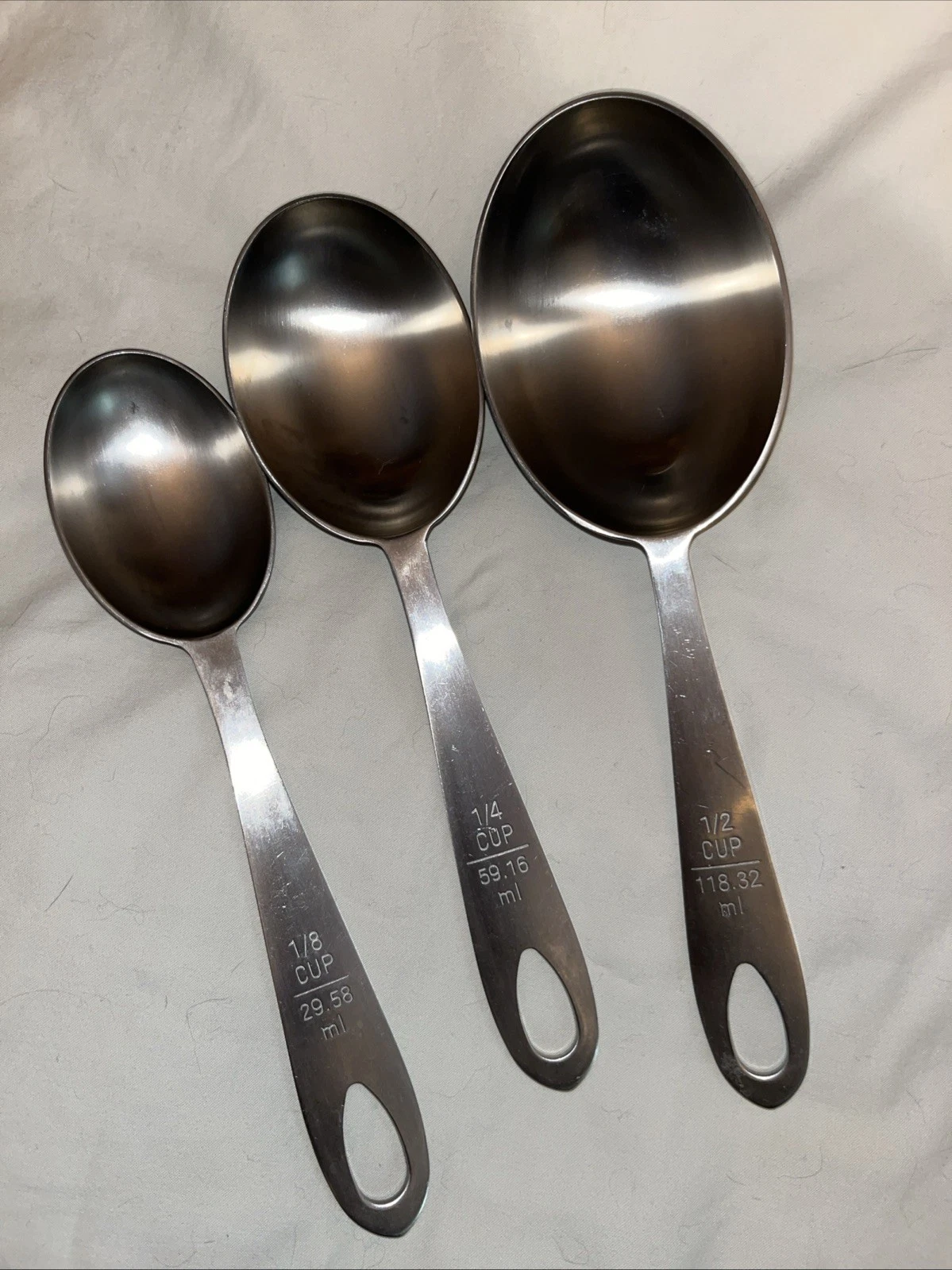MSE Set Of 3 Stainless 18/8 Steel Nesting Measuring Spoon Scoop 1/8 1/4 1/2 Cup
Opens in a new windo