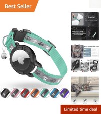Ultra-Light Reflective Cat Collar with Elastic Safety Band  AirTag - XS Green