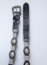 vintage NOCONA buckle belt CONCHO native american 42 black SOUTHWESTERN leather