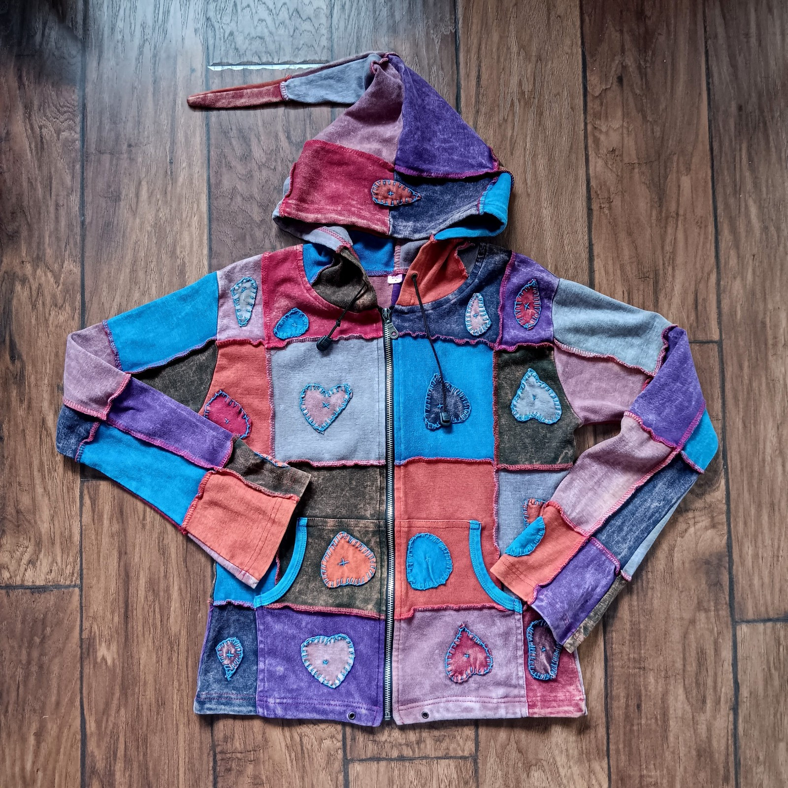 Vintage Hippe Patchwork Jacket Women’s Medium Wit… - image 1