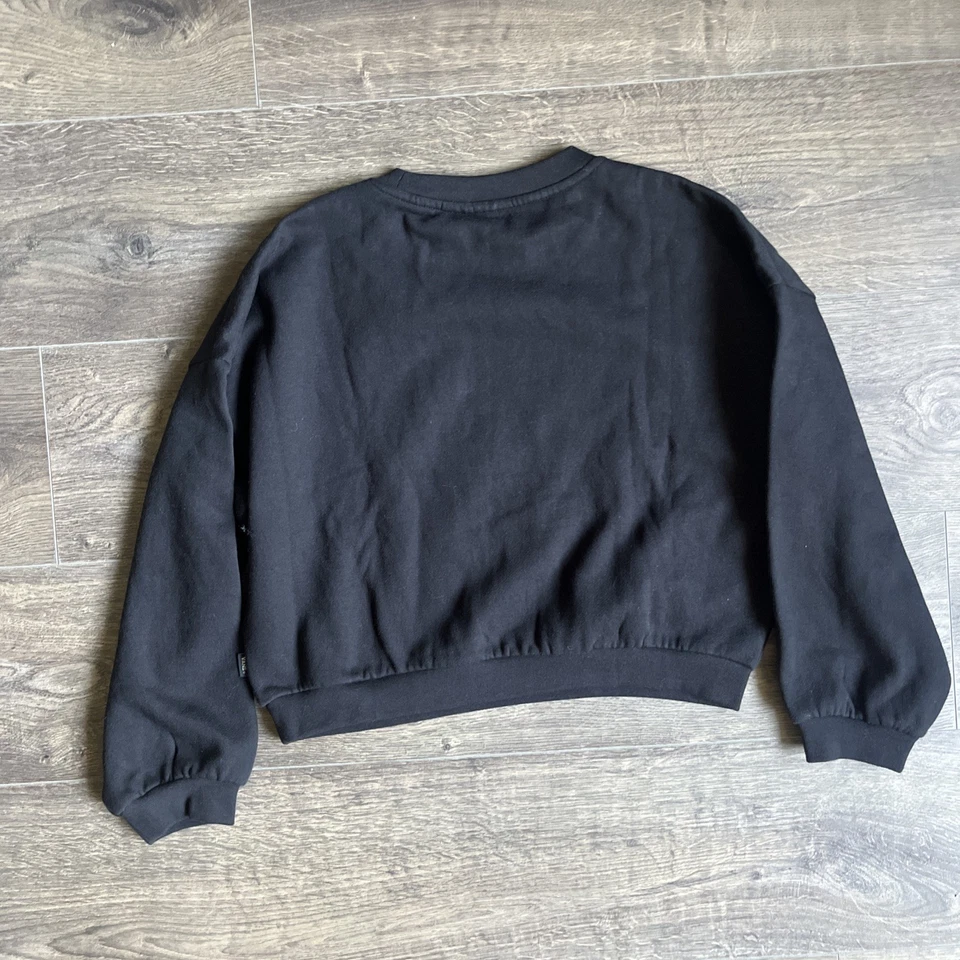 范斯 Off The Wall 女式裁剪圆领运动衫 S 码全新无标签黑色 — 第 3/3 张图片