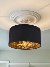 Black with Metallic Bronze look Interior Drum Lampshade , Ceiling Pendant