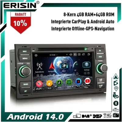 Android 16 64GB GPS Autoradio DAB+ Ford S/C-Max Focus Galaxy Kuga Fiesta Transit - Bild 1 von 4