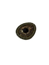 Ornate Beaded Stone Belt Buckle Teardrop Western Boho Brass Tone 103.5g