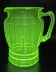 Antique Uranium Green Glass Pitcher Depression Vaseline Large 8 1/2” AS IS