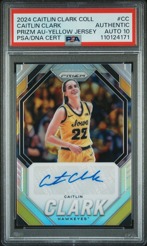 2024 PANINI CLARK COLLECTION PRIZM AUTO CAITLIN CLARK ROOKIE PSA AUTH AUTO 10