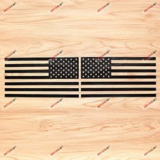 American USA Flag Decal Vinyl Sticker - Mirror Images Reversed - Pair Black 8