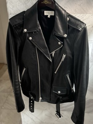 $415 L  Assemblage Du Cuir Lamb skin Leather  Biker Motorcycle Jacket Womens XS