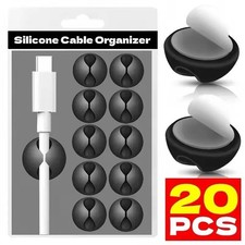 20x Self Adhesive Cable Clips Wire Holder Silicone Desktop Cord Organizer