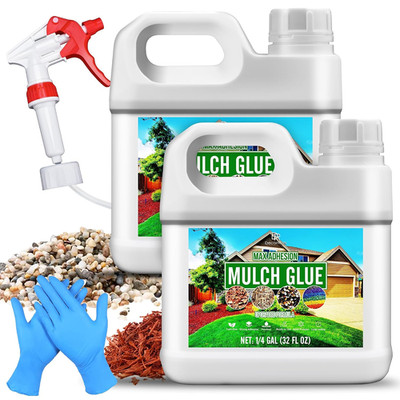 Mulch Glue - 64oz Concentrate Gravel Glue, Strong Mulch Lock Landscape Adhesive