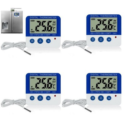 4X Digital Fridge Freezer Thermometer Max Min  /  with Temperature Warning Alarm