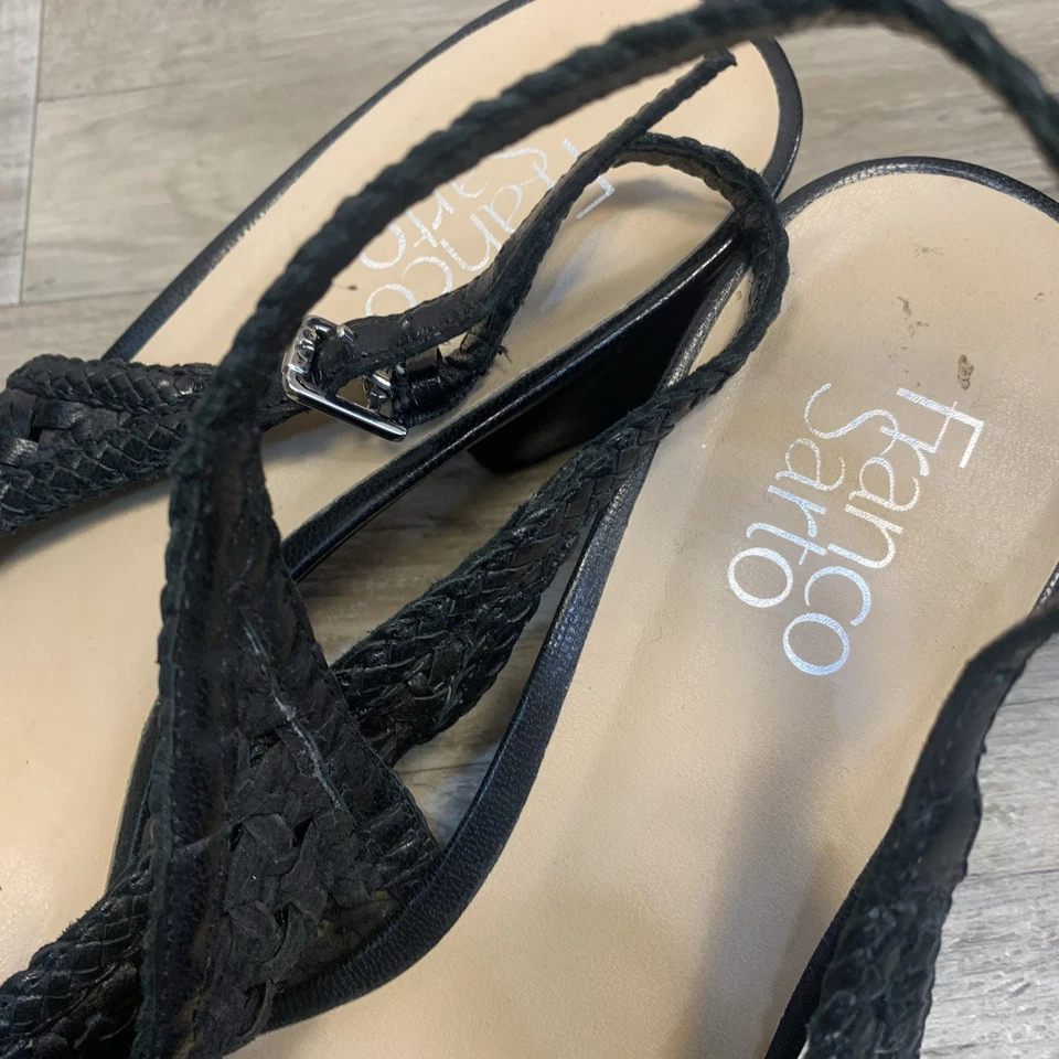 Franco Sarto L-Ray Cuero Perforado Bloque Tacones Cordones Negro 10 M Foto 3 de 4